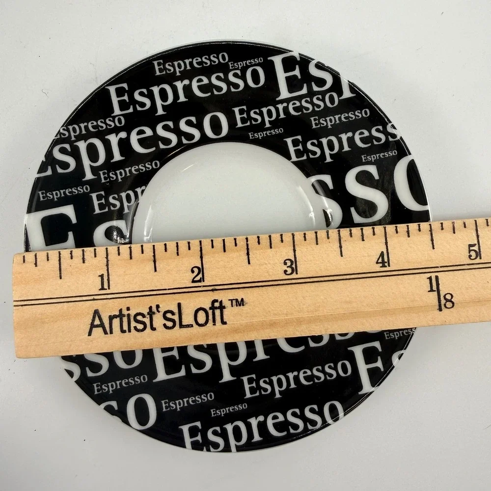 Konitz Espresso Typography Demitasse Cup & Saucer Set of 4 Black‎ White